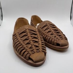 Nisolo Men's 8.5 Tobacco Brown Leather Huarache Sandals Made in Peru New in Box